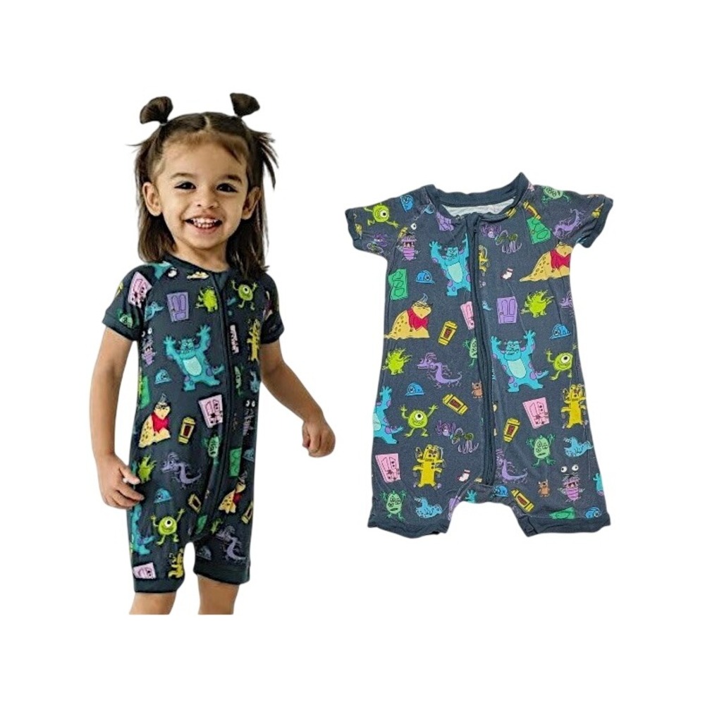 Disney x Little Sleepies Pixar Monsters Inc Blue Shorty Romper 18-24 Months